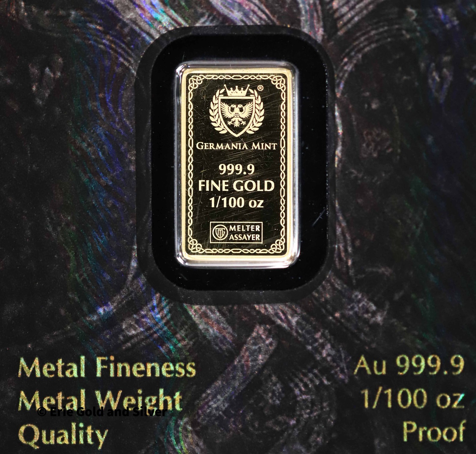 Germania Mint 1/100 oz Gold Bar Odin in Assay Card