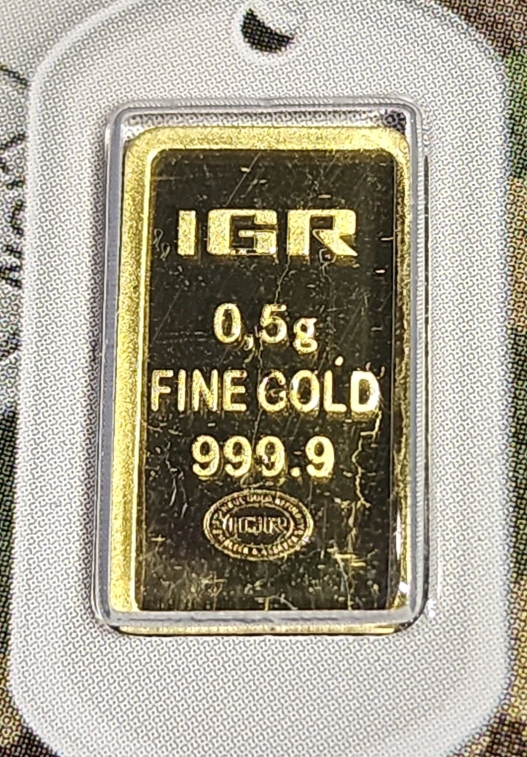 1/2 Gram .5 IGR Support Our Troops 999.9 Fine Gold Bar Factory Seal #BEA12337