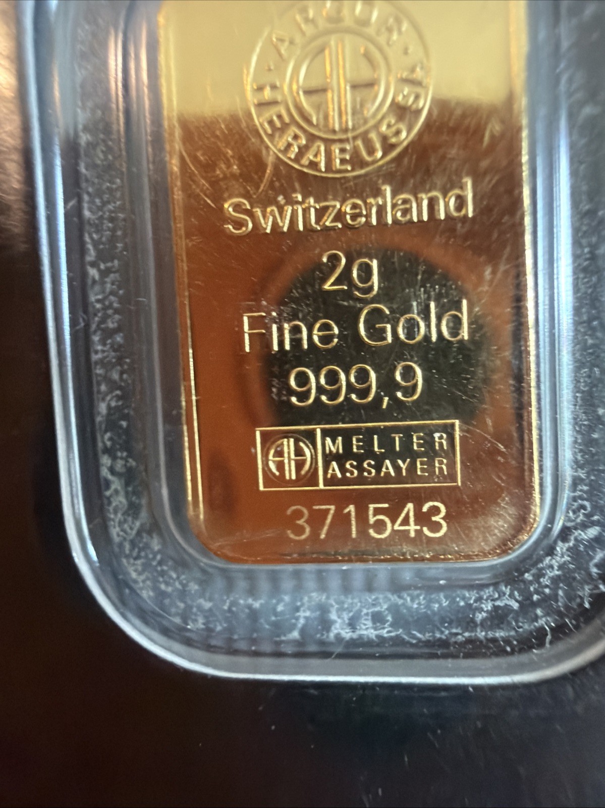 Argor Heraeus 2g Gold Bar MINT NEW! JM bullion Certified W/ Matching Numbers!