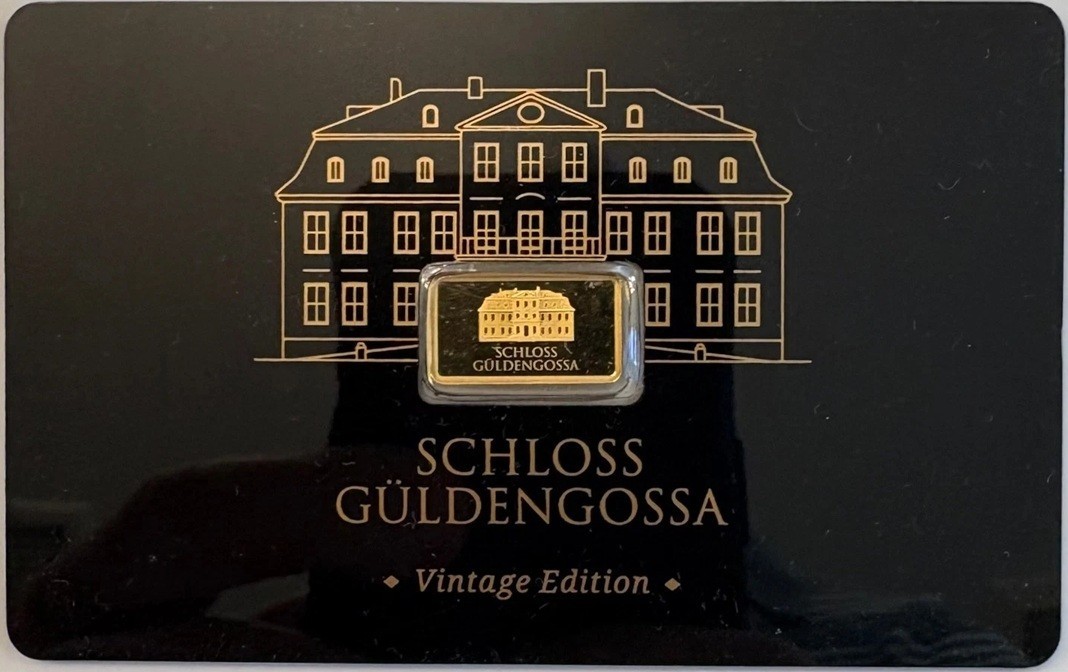 Geiger Schloss Guldengossa Vintage Edition Carded Gold Bar .5 Gram .999 Fine