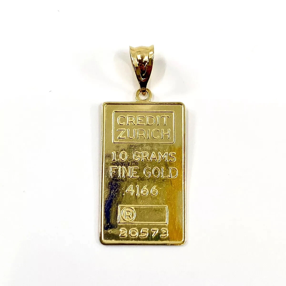 SOLID FINE .416 CHARM FOR NECKLACE Swiss Credit Zurich 1.0 gram 10k Gold Pendant