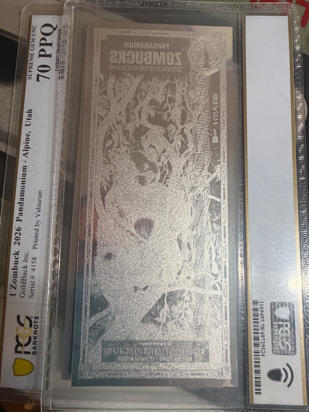 1 ZomBucks PANDA, PCGS 70 GEM, PURE Aurum SilverBack 1/1000 Troy oz., Lot Of 2