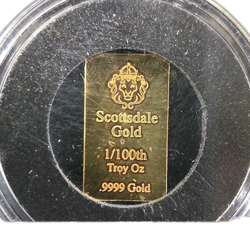 1/100th Troy oz Scottsdale Gold Bar 4-9 Fine .001oz AGW