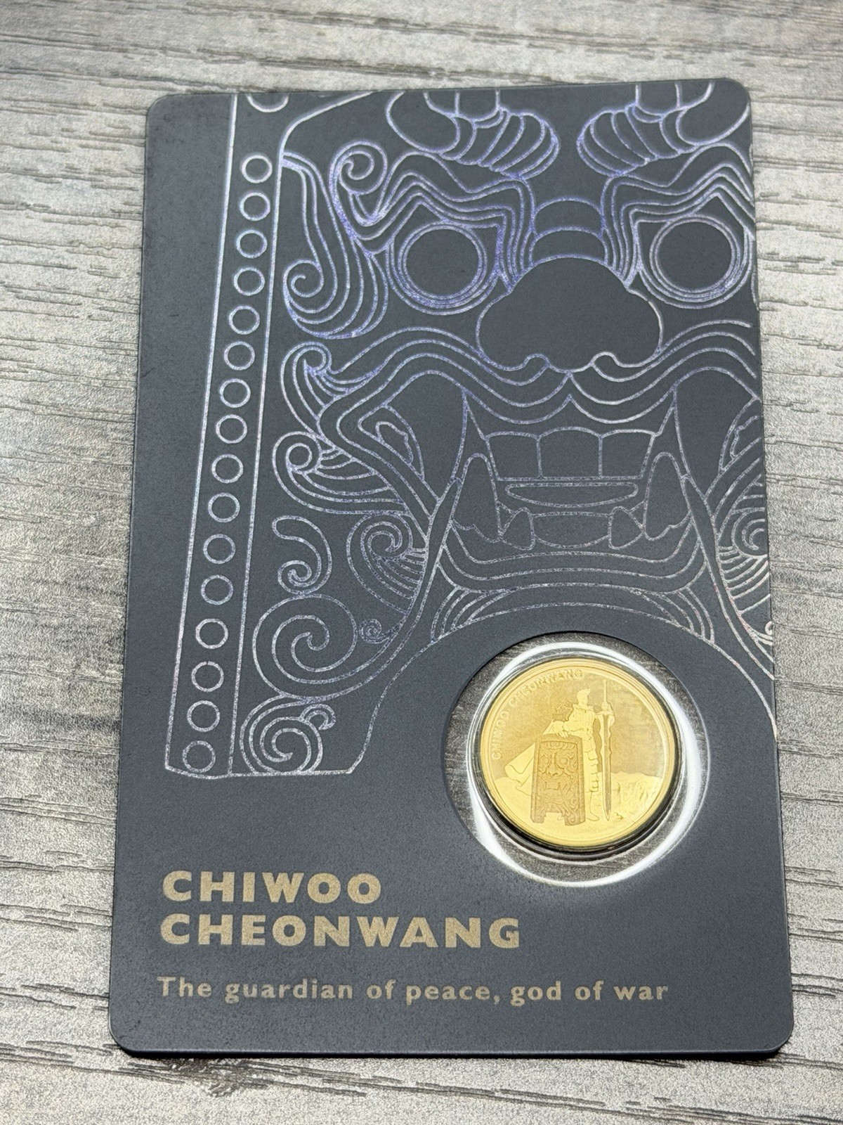 1/10 Oz Gold Coin Chiwoo Cheonwang With Black Assay Card South Korean Au999