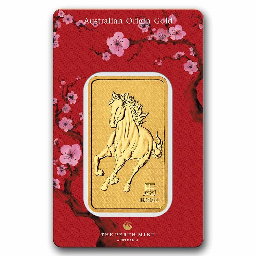 2026 1 oz Gold Bar – Perth Mint Lunar Horse (In Assay)