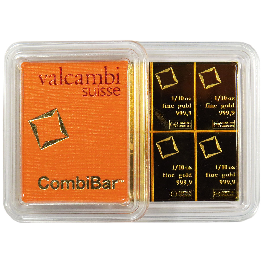 Valcambi Suisse 1-oz .9999 Fine Gold CombiBar 10 x 1/10-oz