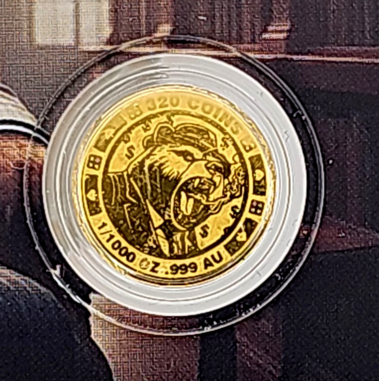 2026 Gangster Bear 1/1000 oz Gold Coin Liberia (9999 Mintage)