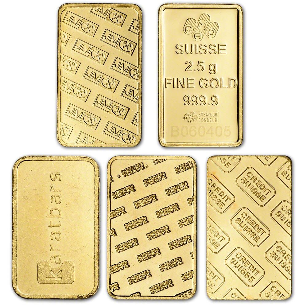 2.5 gram Gold Bar – Random Brand – Secondary Market – 999.9 Fine