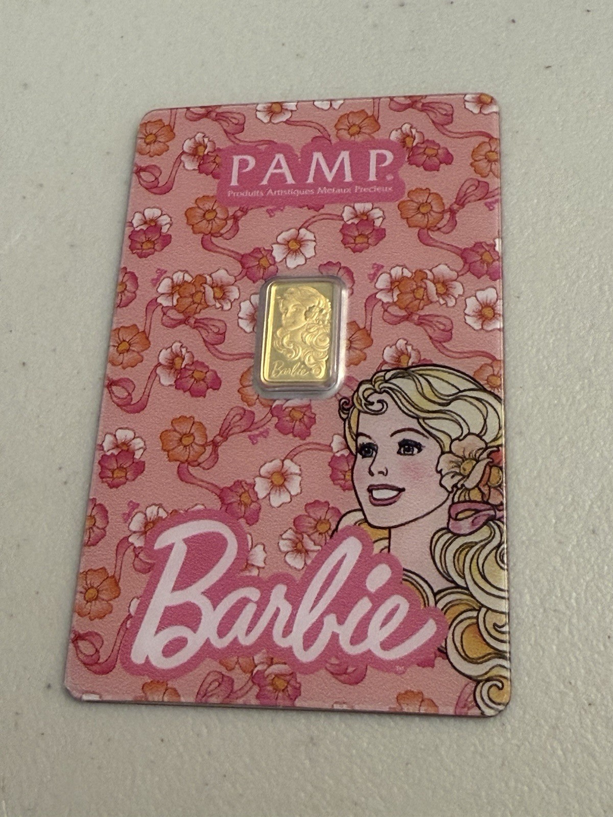 *NEW IN HAND – PAMP Suisse Barbie™ 1 Gram .9999 Fine Gold Bar – 5,000 Only