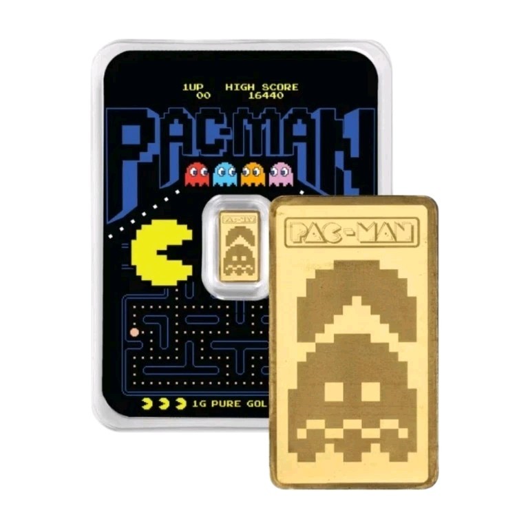 1g Gold Bar PAMP Pac-Man 45th Anniversary 999.9 Fine Gold in Blister