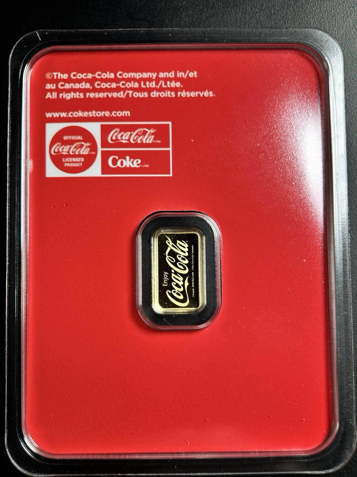 Coca‑Cola 1/2 Gram .9999 Gold Bar in Red Assay Card – Licensed And Collectible