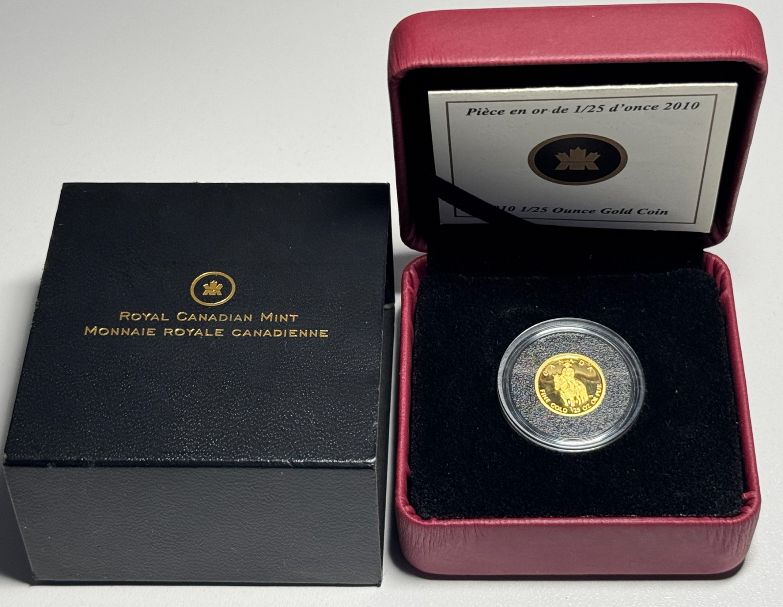 Canada 2010 RCMP Mountie Horse 50 Cents 1/25 Oz .9999 Pure Gold Proof Coin