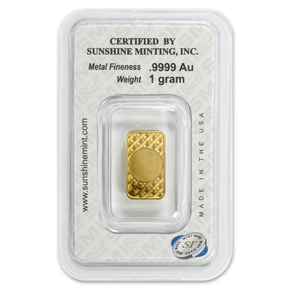 1 Gram Sunshine Mint .9999 Fine Gold Bar In Assay Mint Mark SI