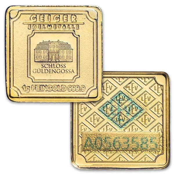 Geiger GOLD Bar – 1 Gram .9999 Pure, in Merry Christmas Assay holiday gift