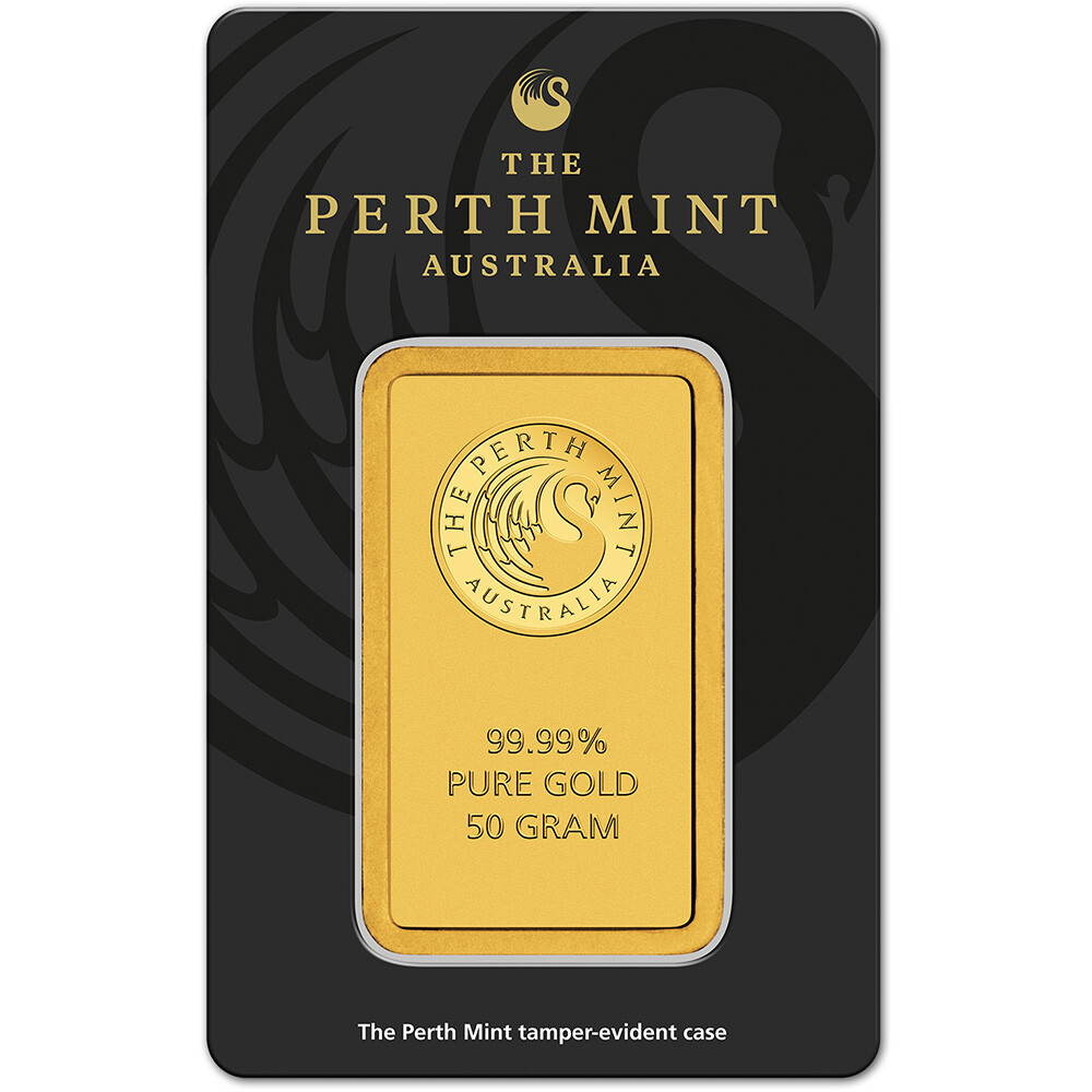 50 gram Gold Bar – Perth Mint – 99.99 Fine in Assay