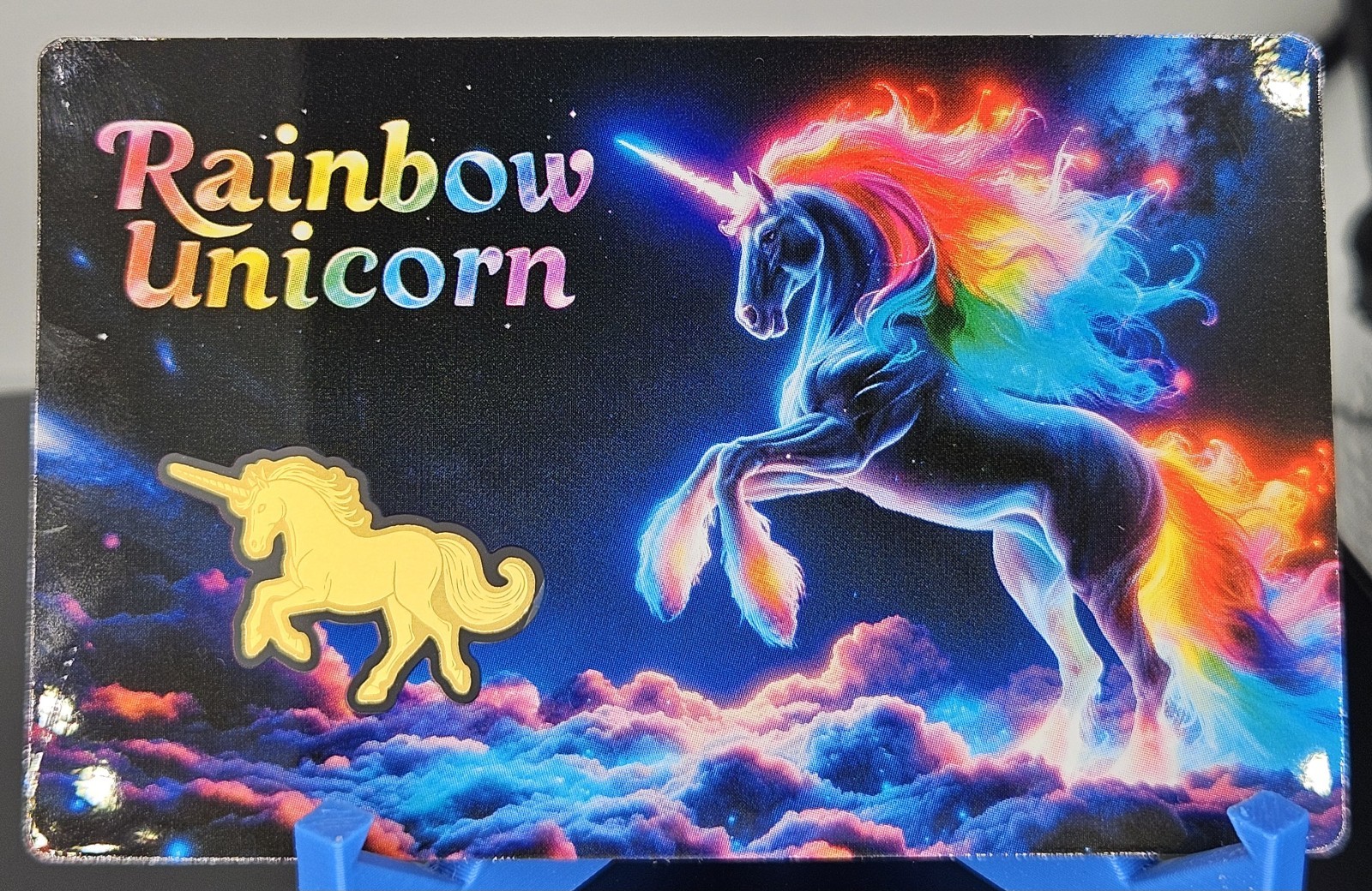 Rogues Island Mint Rainbow Unicorn Shaped 1/1000 oz Gold in Card Mintage 5,000