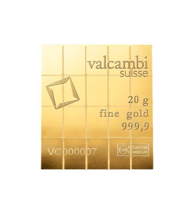 20 x 1 gram Gold Valcambi CombiBar w/ Assay Card .9999 Gold Bullion #A684