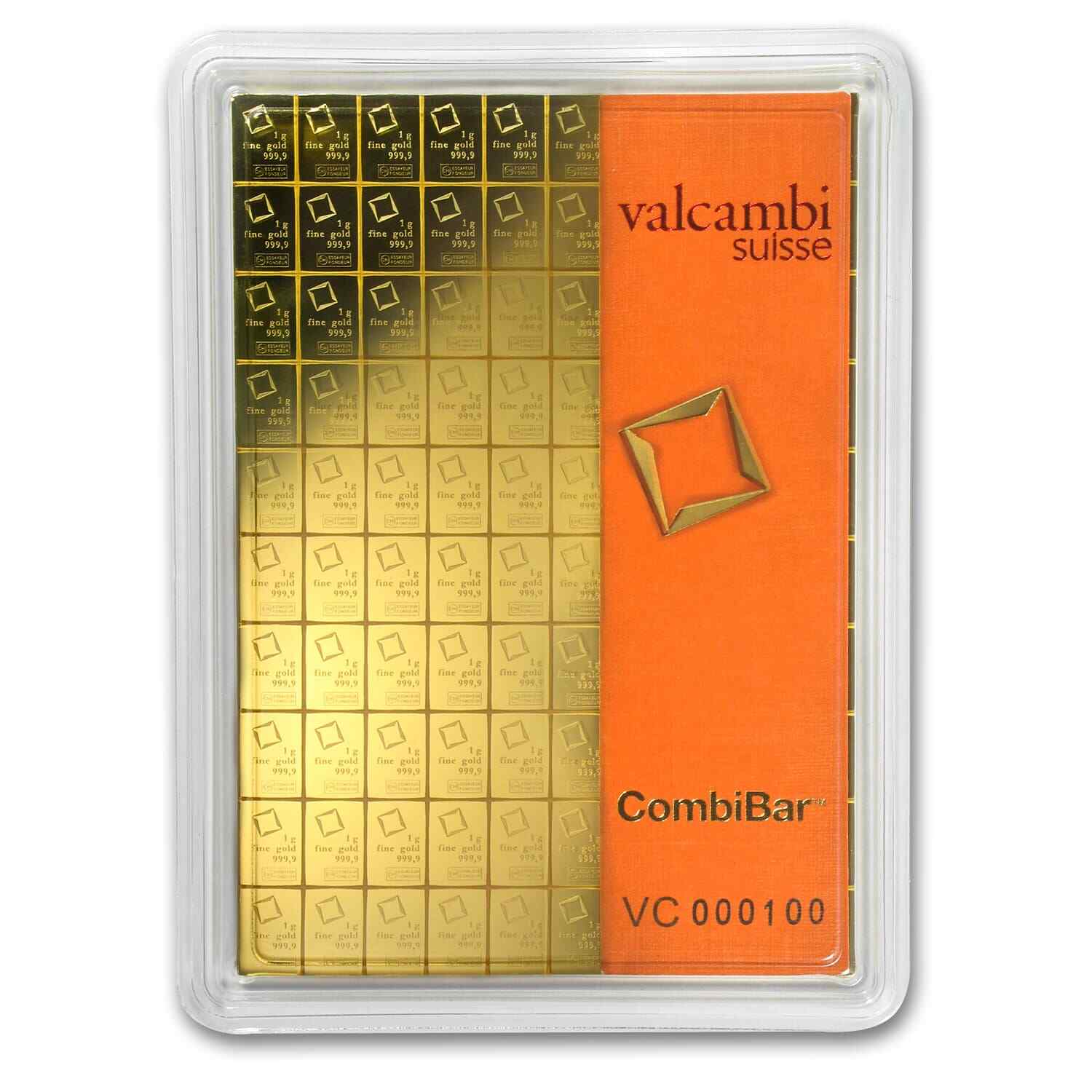 100x 1 gram Gold CombiBar™ – Valcambi (In Assay) – SKU #85612