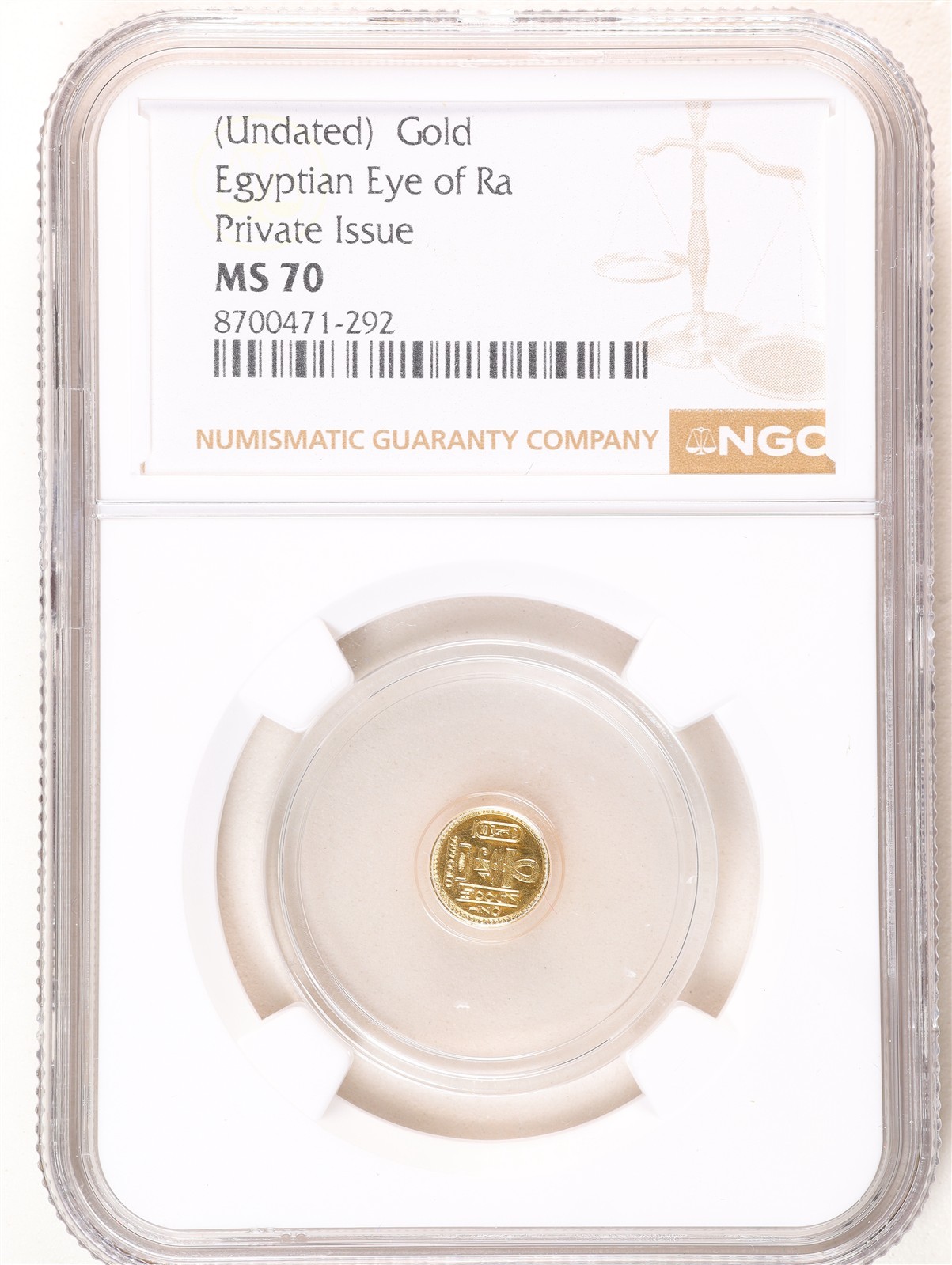 1/500oz .9999 Fine Gold Egyptian Eye of Ra MS70 NGC 8700471-292