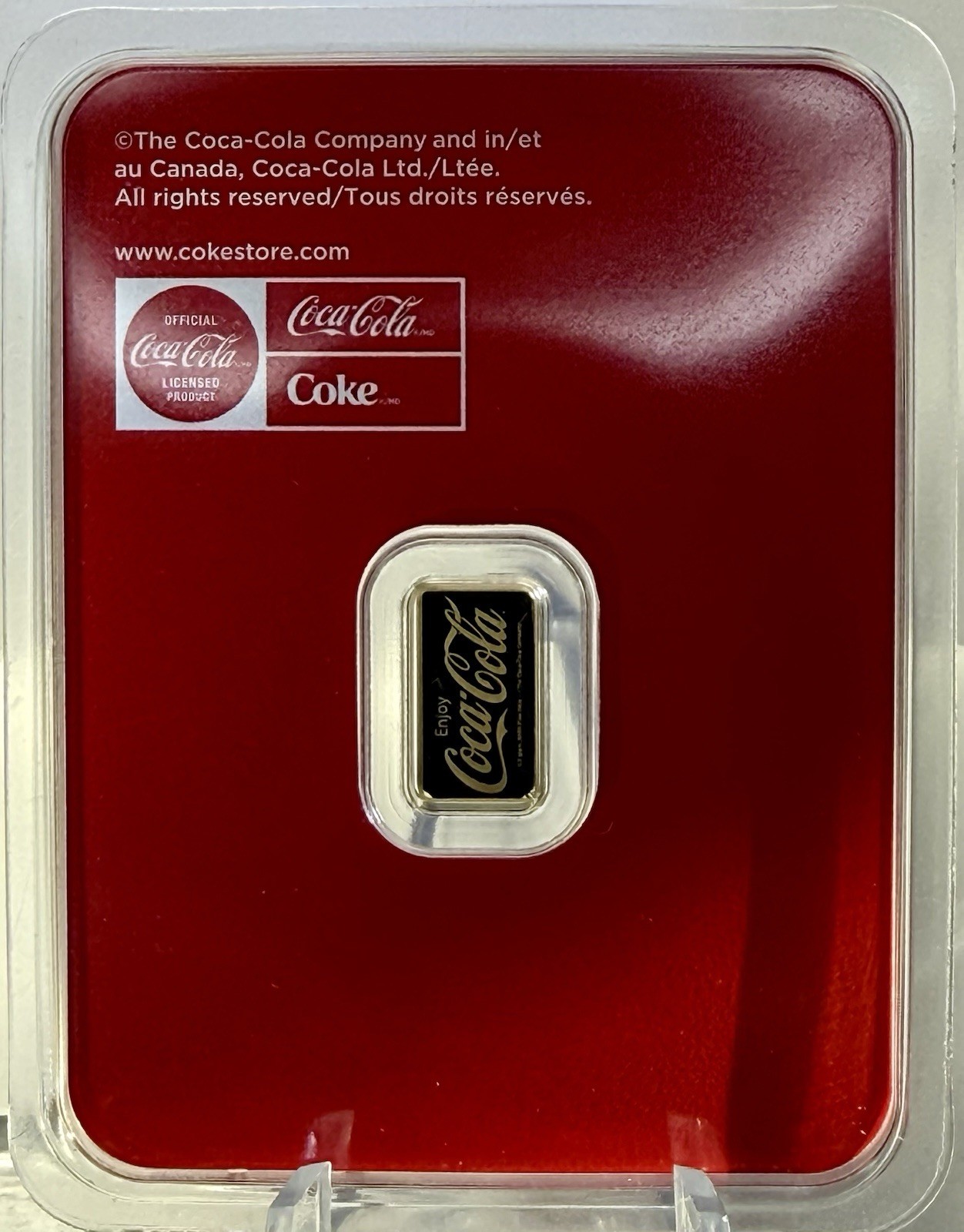 Coca Cola Classic 0.5g Gold Bar in Coke Card Assay .5 Gram .999 Gold