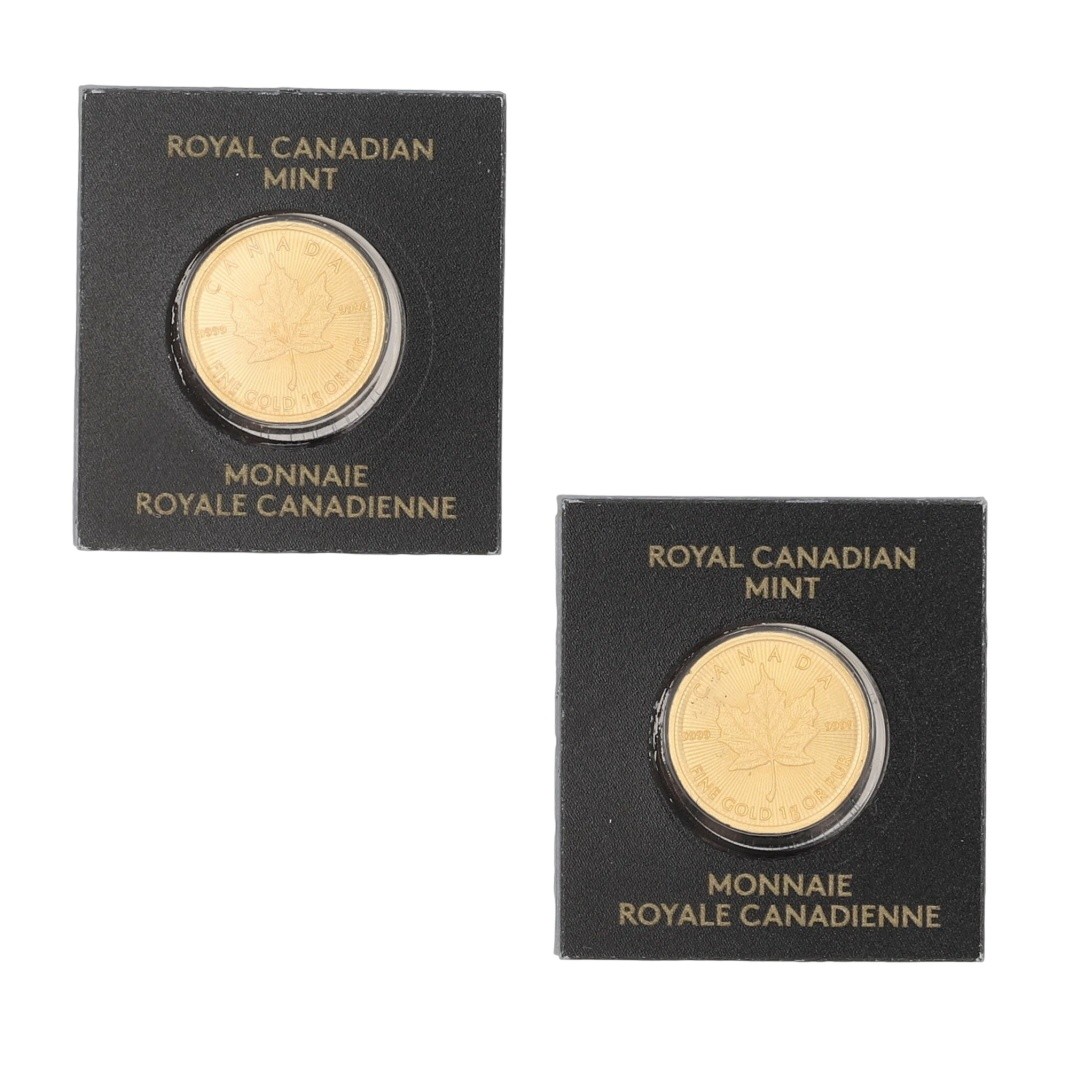 2020 Royal Canadian Mint Gold Maple Leaf 1 Gram .9999 Fine Gold Coin Set of 4