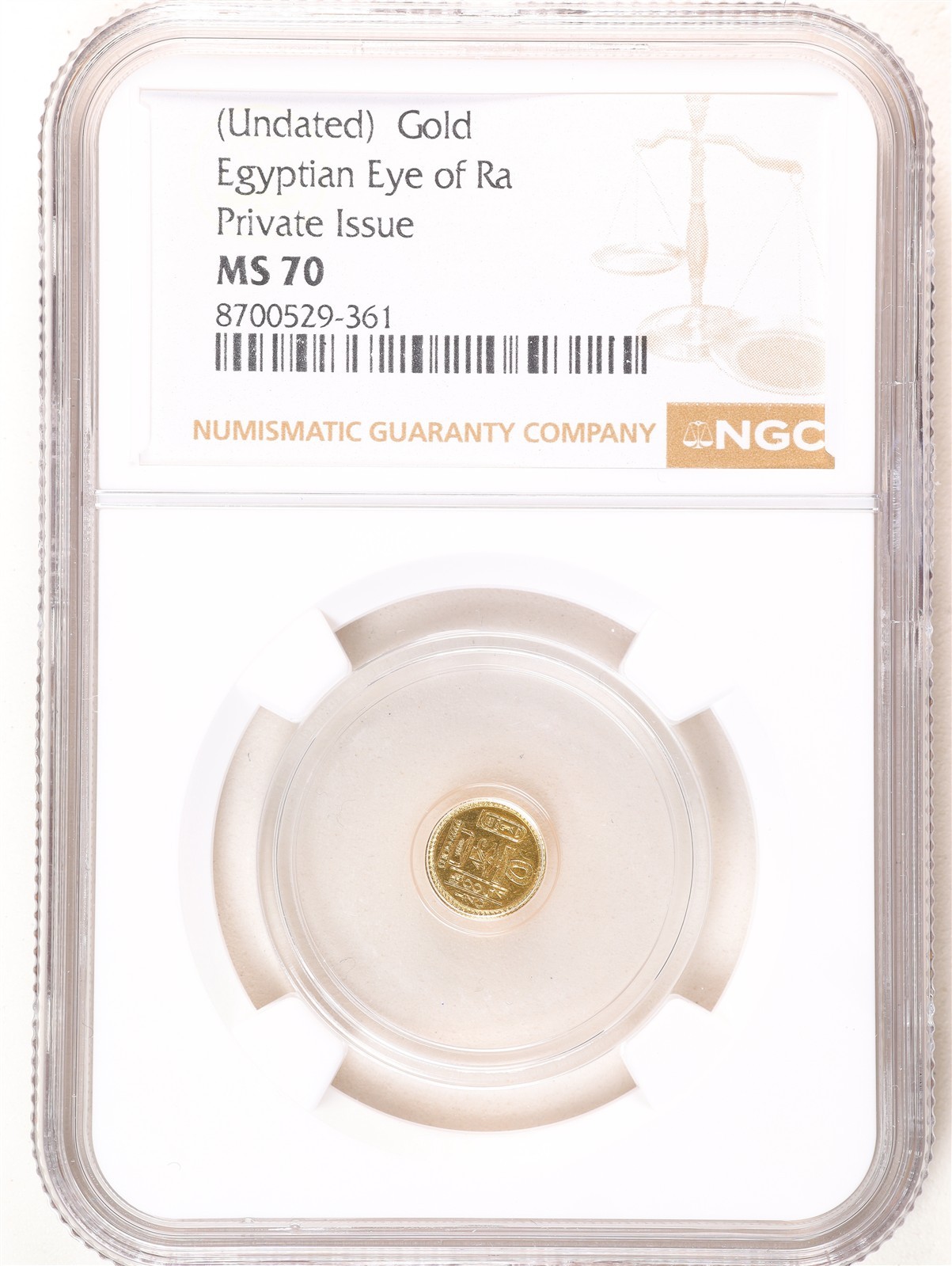 1/500oz .9999 Fine Gold Egyptian Eye of Ra MS70 NGC 8700529-361