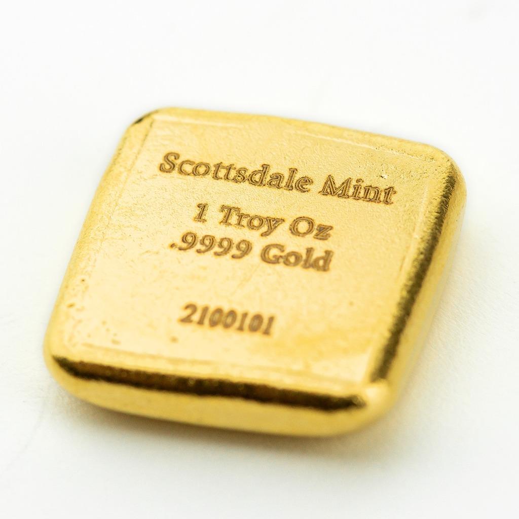 1oz .9999 Gold Bar w/ Laser Etched Serial Number – Hand Cast Square Design #A520