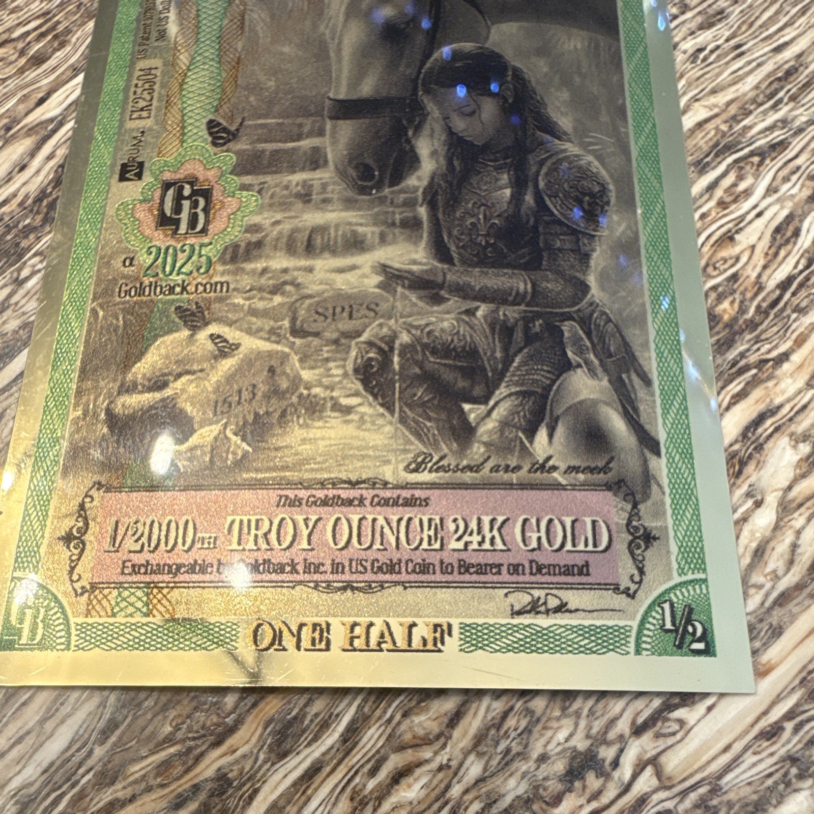 Pair of Goldbacks 2025 Florida 1/2 Goldback Note 1/2000 Troy Oz 24K Gold