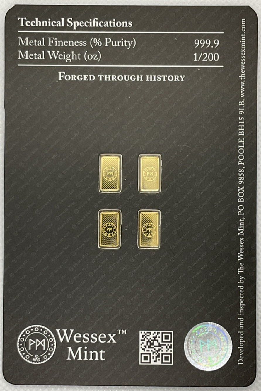 Wessex Mint – 4 X 1/200oz 999.9 Fine Gold Bar – 🐼Panda🐼 – Sealed Gold Bullion