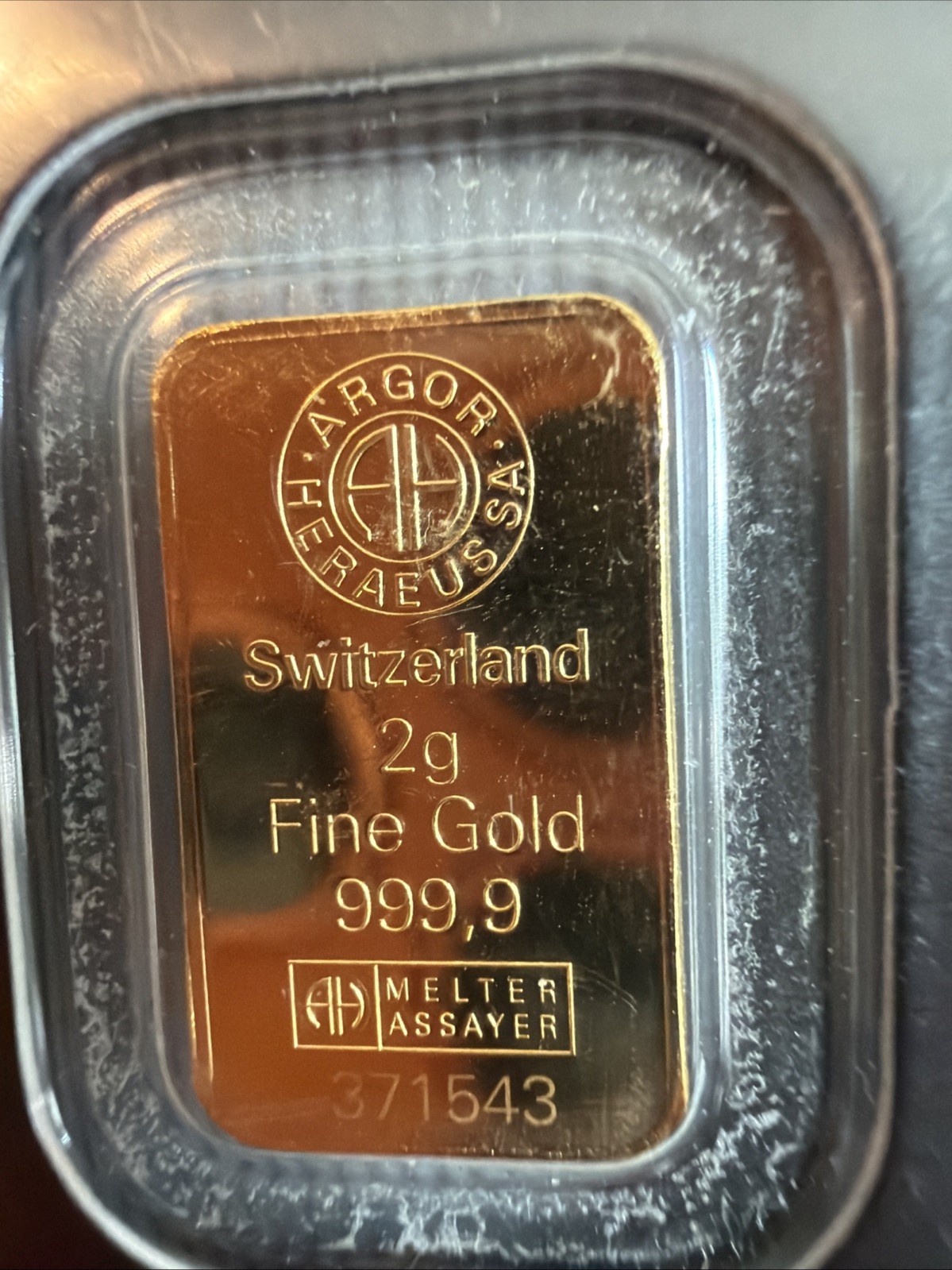 Argor Heraeus 2g Gold Bar MINT NEW! JM bullion Certified W/ Matching Numbers!