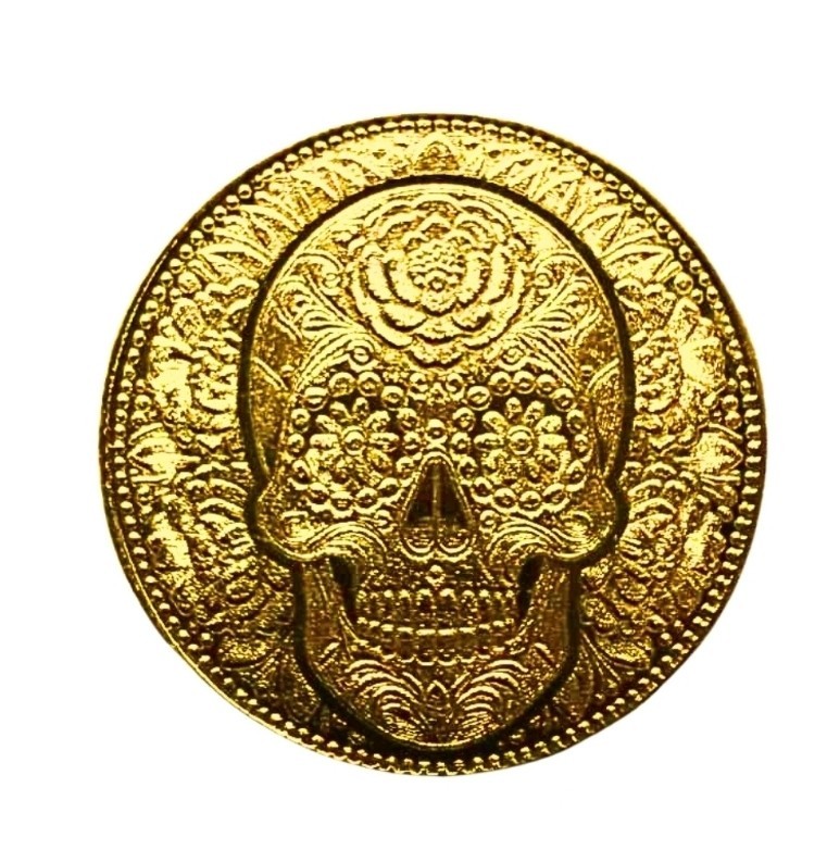 Lot 5 x 1/200 oz .9999 Fine Gold Round 1/2 Tube Day of the Dead Rose In Capsule