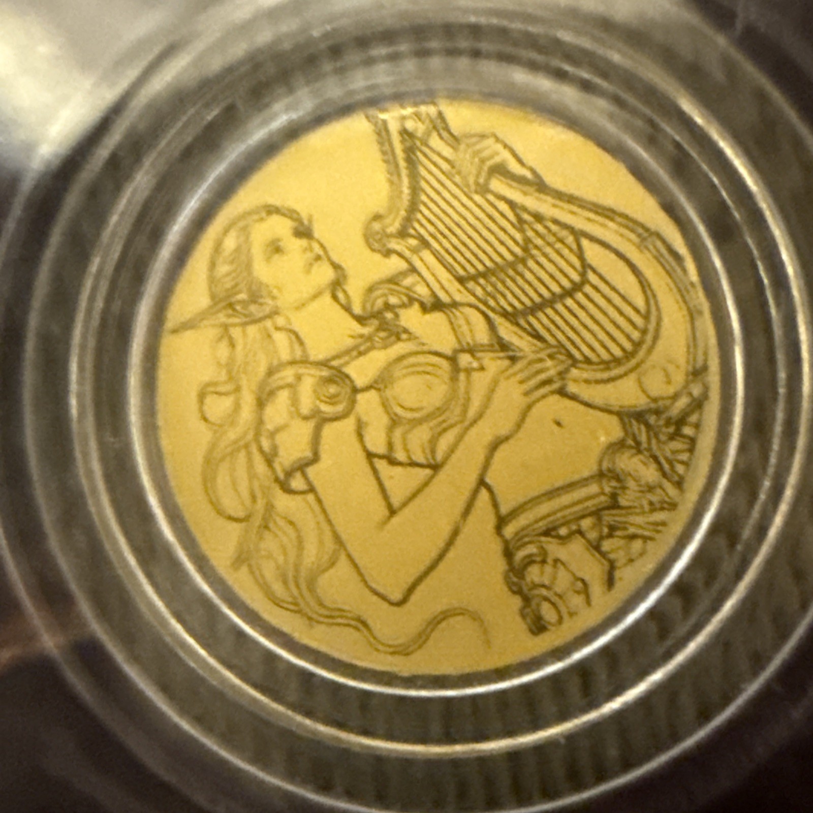 SIREN 1/1000 oz Fine Gold 12mm Coin in Capsule Card 12$ Liberia