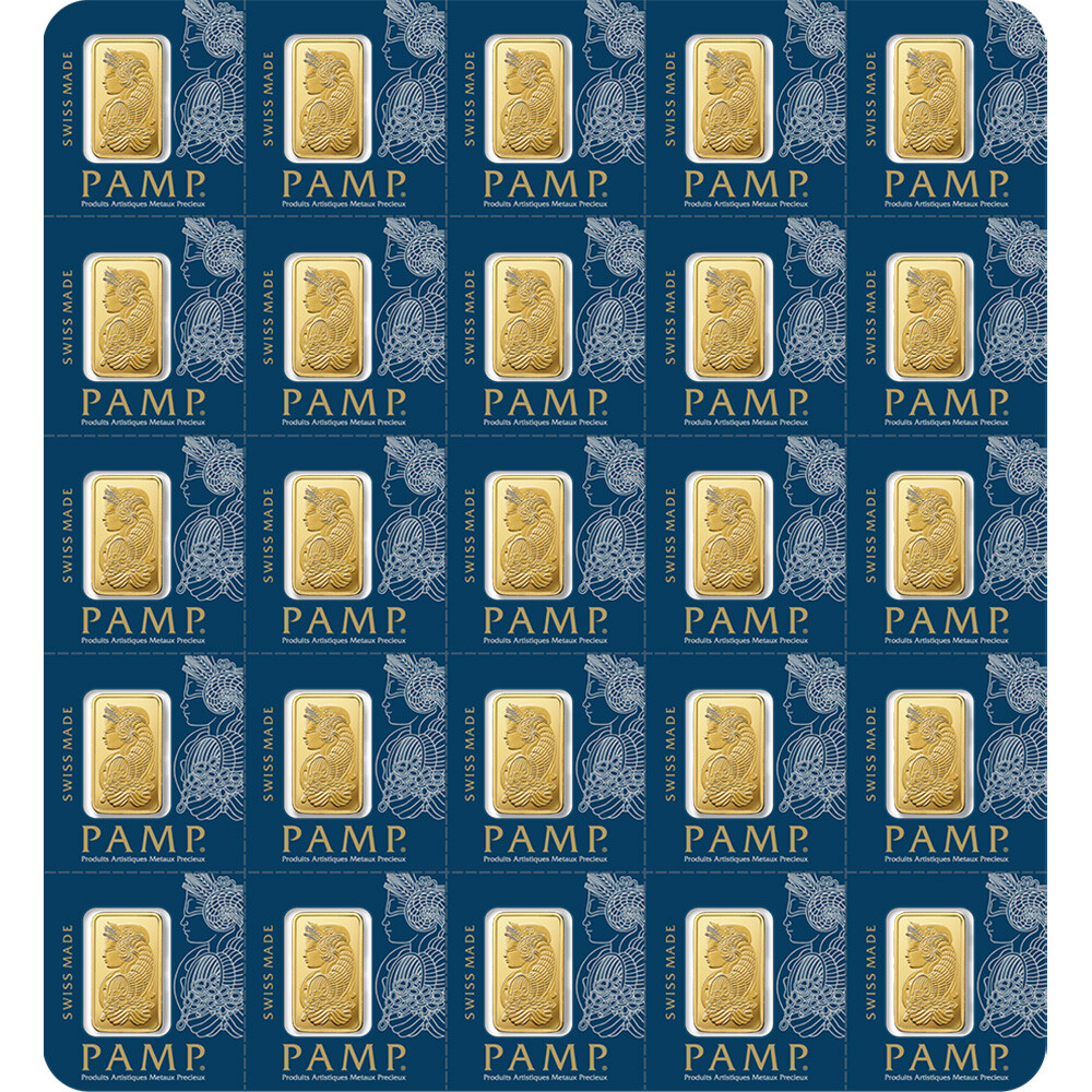 25×1 gram Gold Bar – PAMP Suisse – Fortuna – 999.9 Fine in Sealed Assay