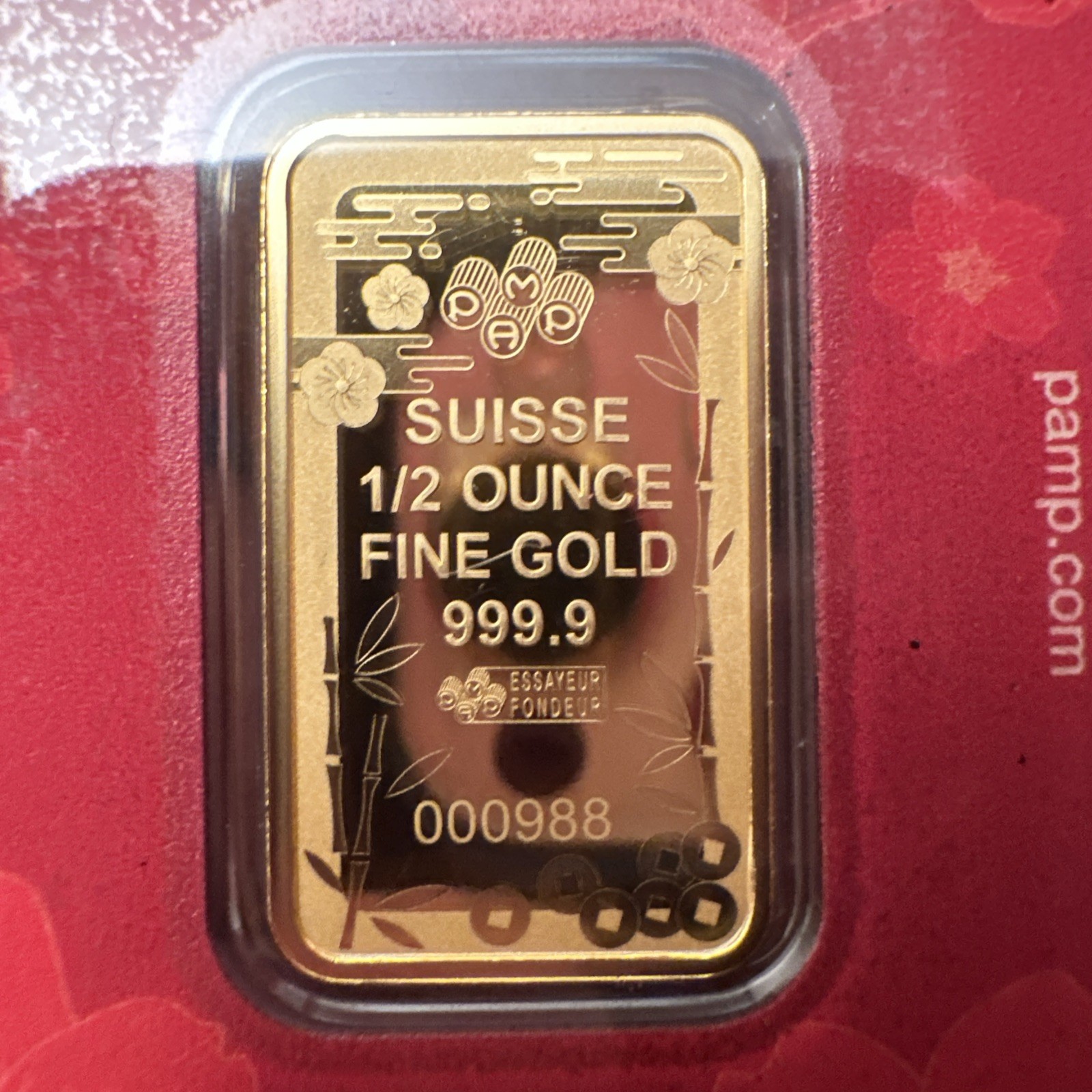 1/2 oz Gold Bar PAMP Good Luck Maneki Neko (New In Assay)