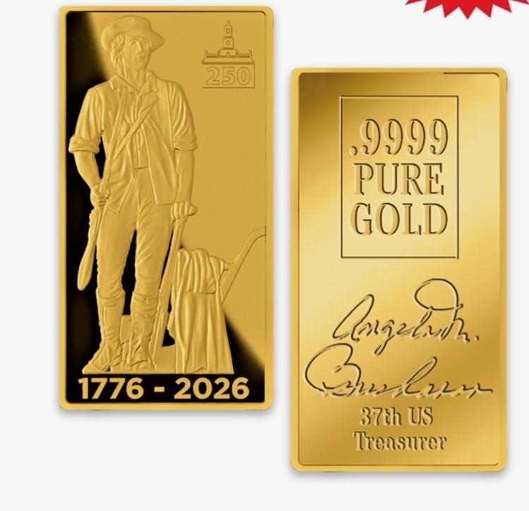 Pure Gold Bar .9999 American Minuteman Freedom