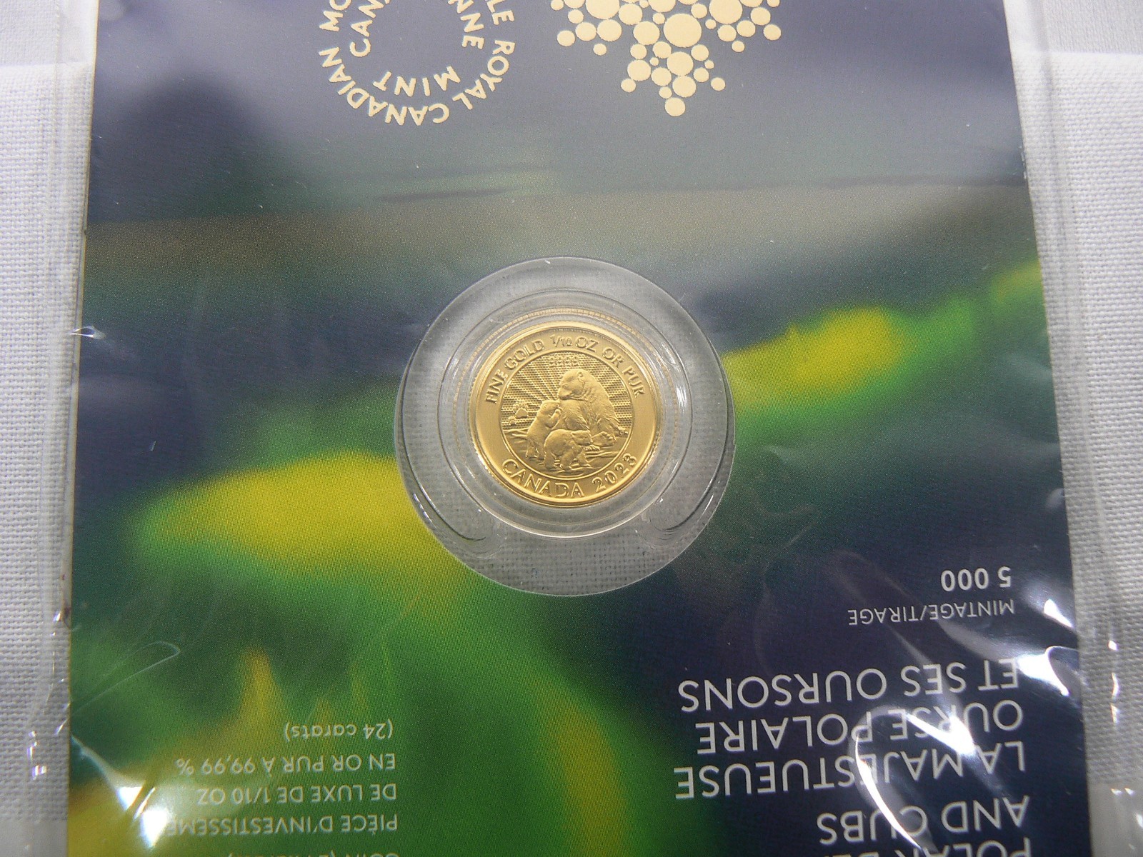 2023 Majestic Polar Bear & Cubs 1/10 oz .9999 Fine Gold $5 Canada – Mintage 5000