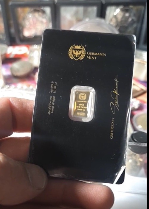 Germania Gold Bullion – 1/100 oz Gold Proof Bar In Assay Warrior Princess-SEALED