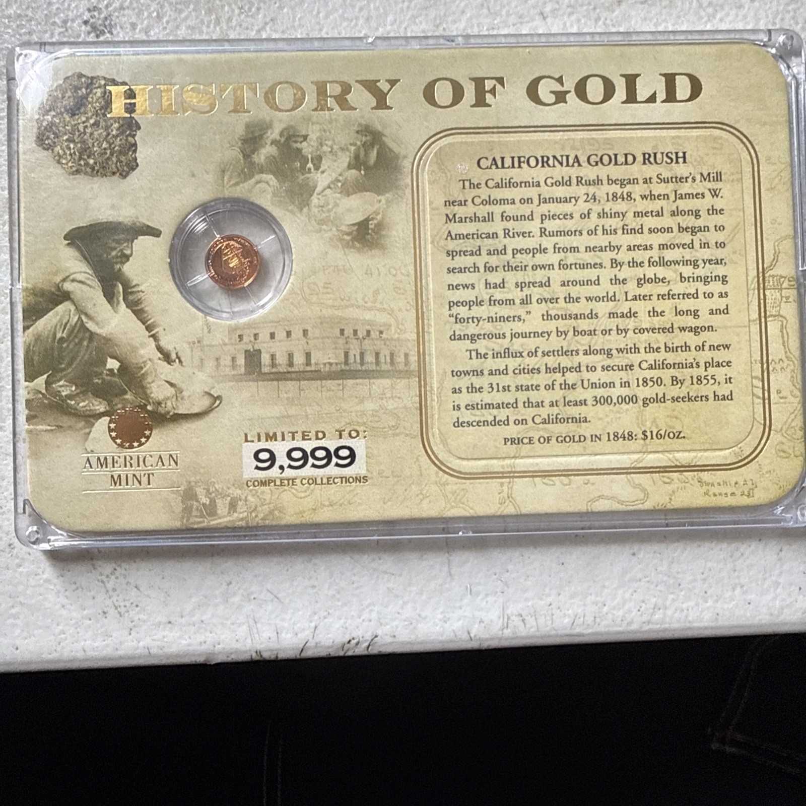 American Mint U.S. GOLD Coin FORT KNOX .585 PROOF Heavily Toned Purple & Blue