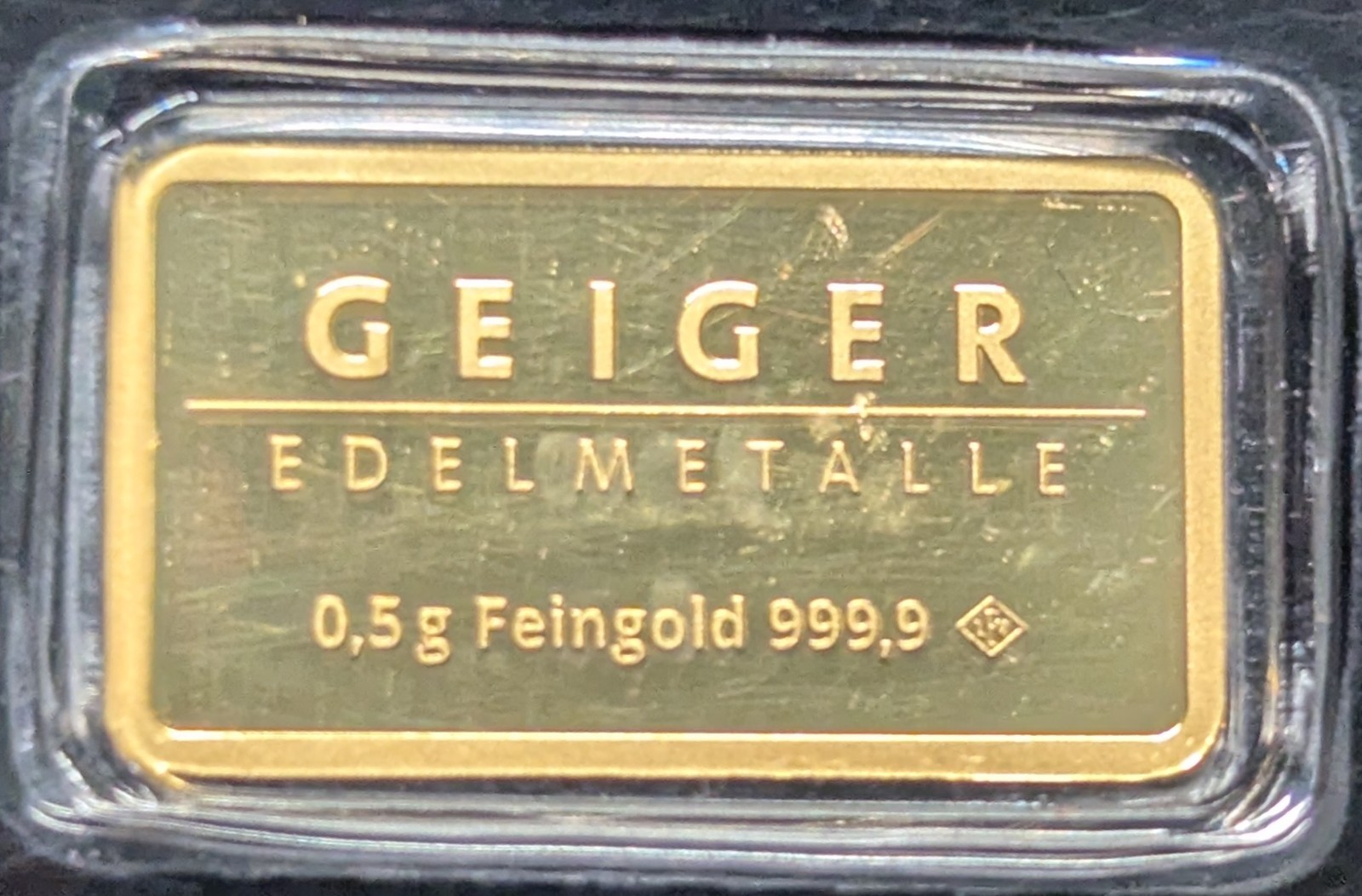 Geiger Schloss Guldengossa Vintage Edition Carded .5 Gram 999.9 fine Gold Bar