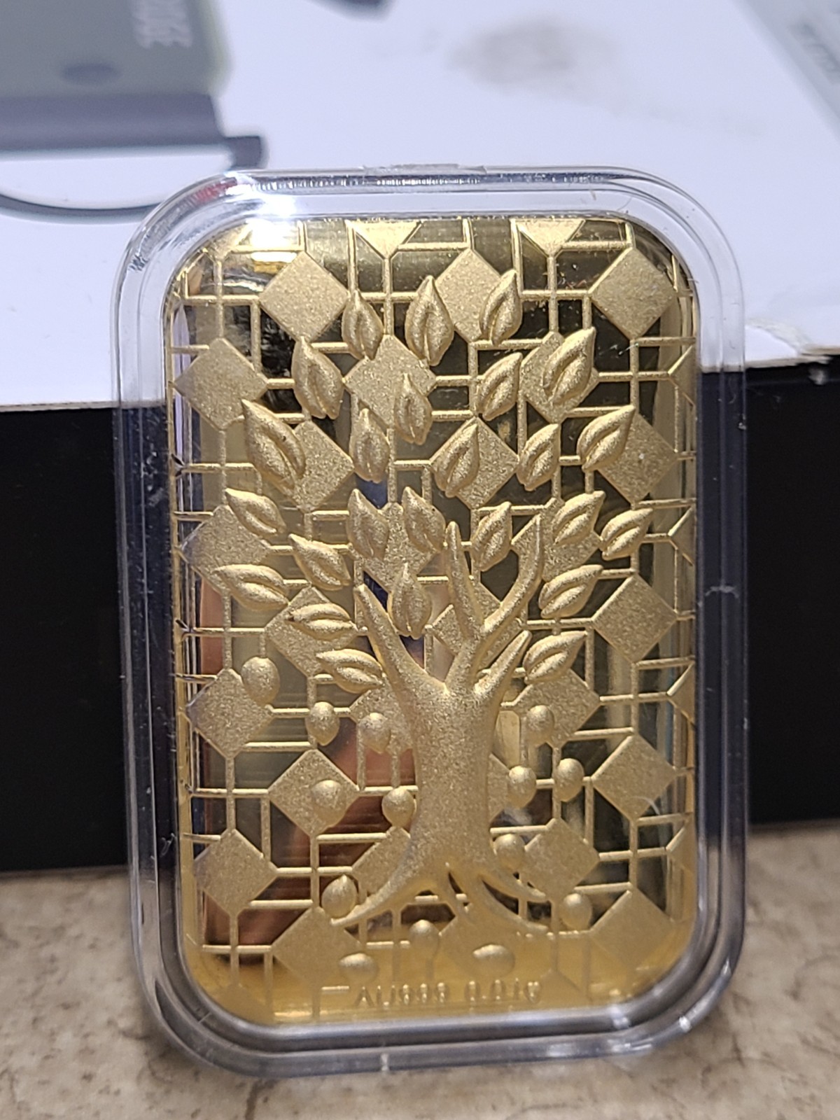24K Yellow Gold Tree of Life Emboss Sheet 10mg- Rectangle 31×45.5mm