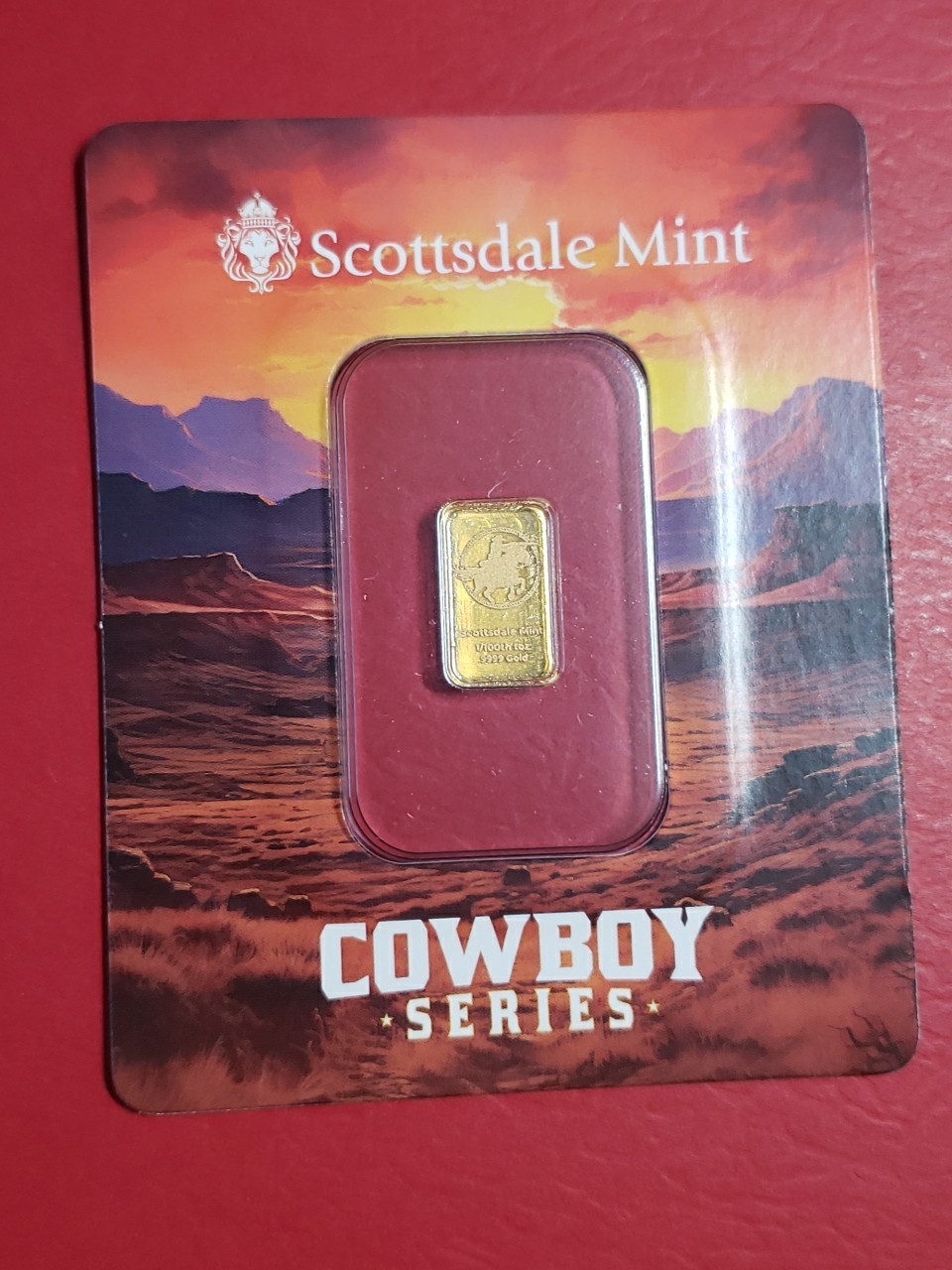 1/100 oz .9999 Gold Bar Cowboy Rifleman Gold Bullion Bar (in Certi-Lock®)