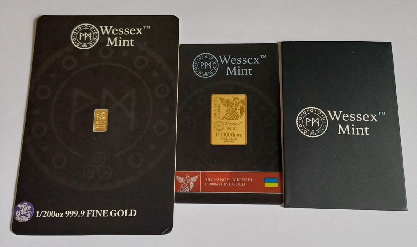Wessex Mint 1/1000thoz ArchAngel Michael & 1/200oz George & the Dragon Gold Bars