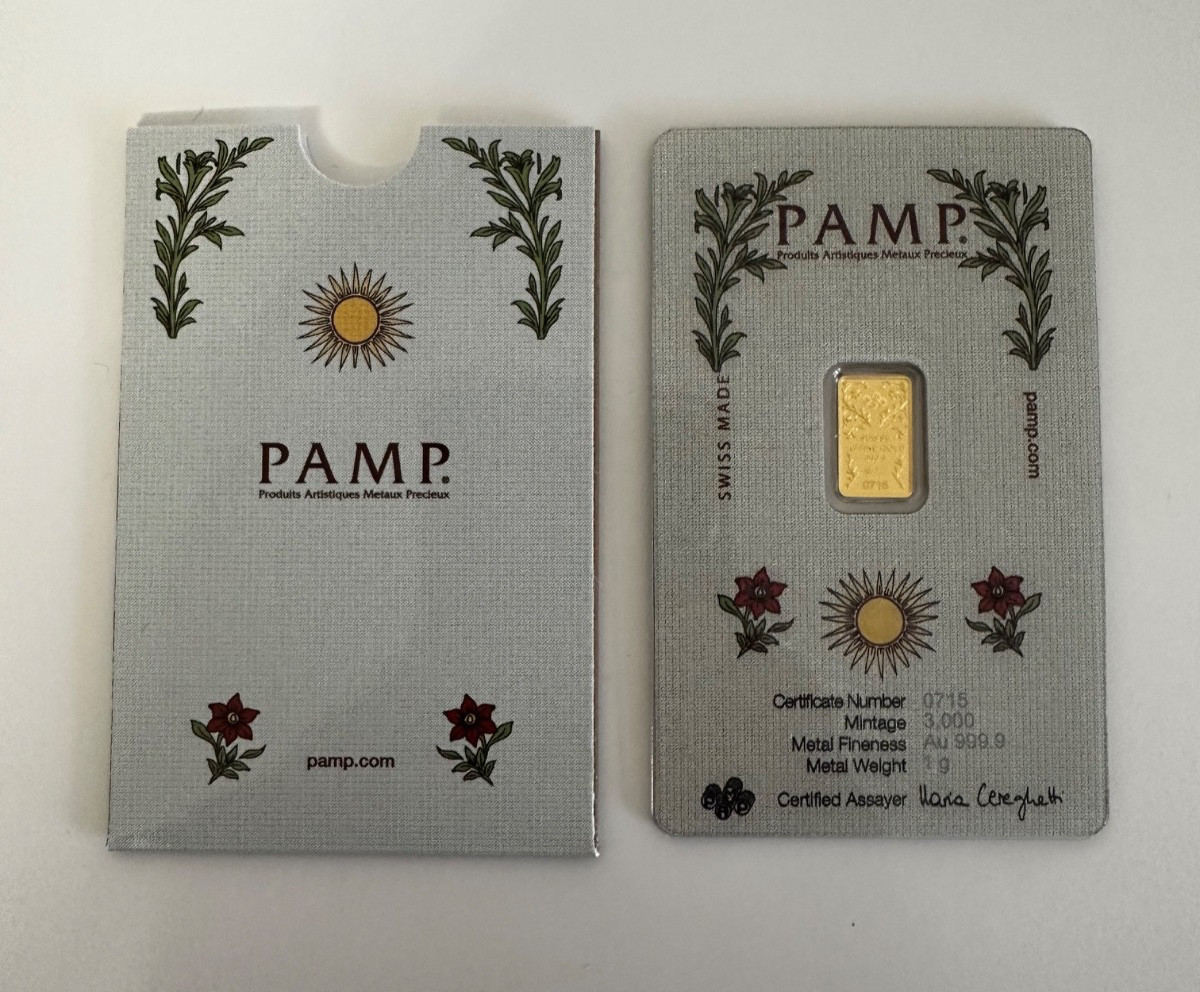 PAMP Suisse Una & The Lion 1 Gram Gold Bar 1g Gold Bar .999 Limited Mintage 3000