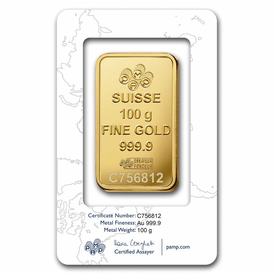 100 gram Gold Bar – PAMP Suisse Rosa (In Assay)