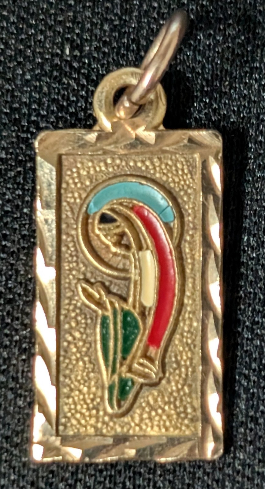 Virgin Mary / Madonna 14k Gold Pendant Charm ~ .585 A.90 ~ Colorized