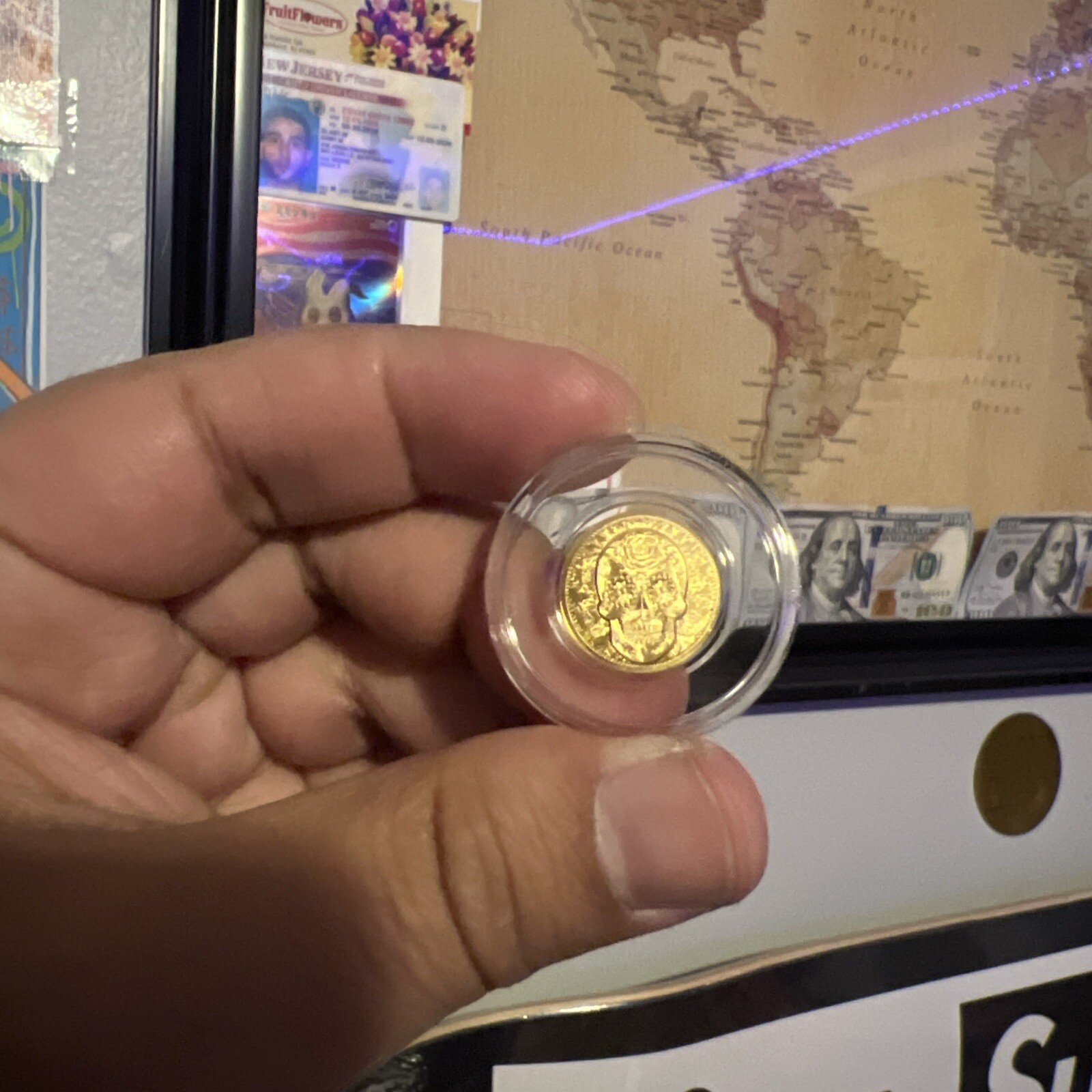 1/100th oz .9999 Fine GOLD Skull Dia De Los Muertos in Capsule FRACTIONAL GOLD