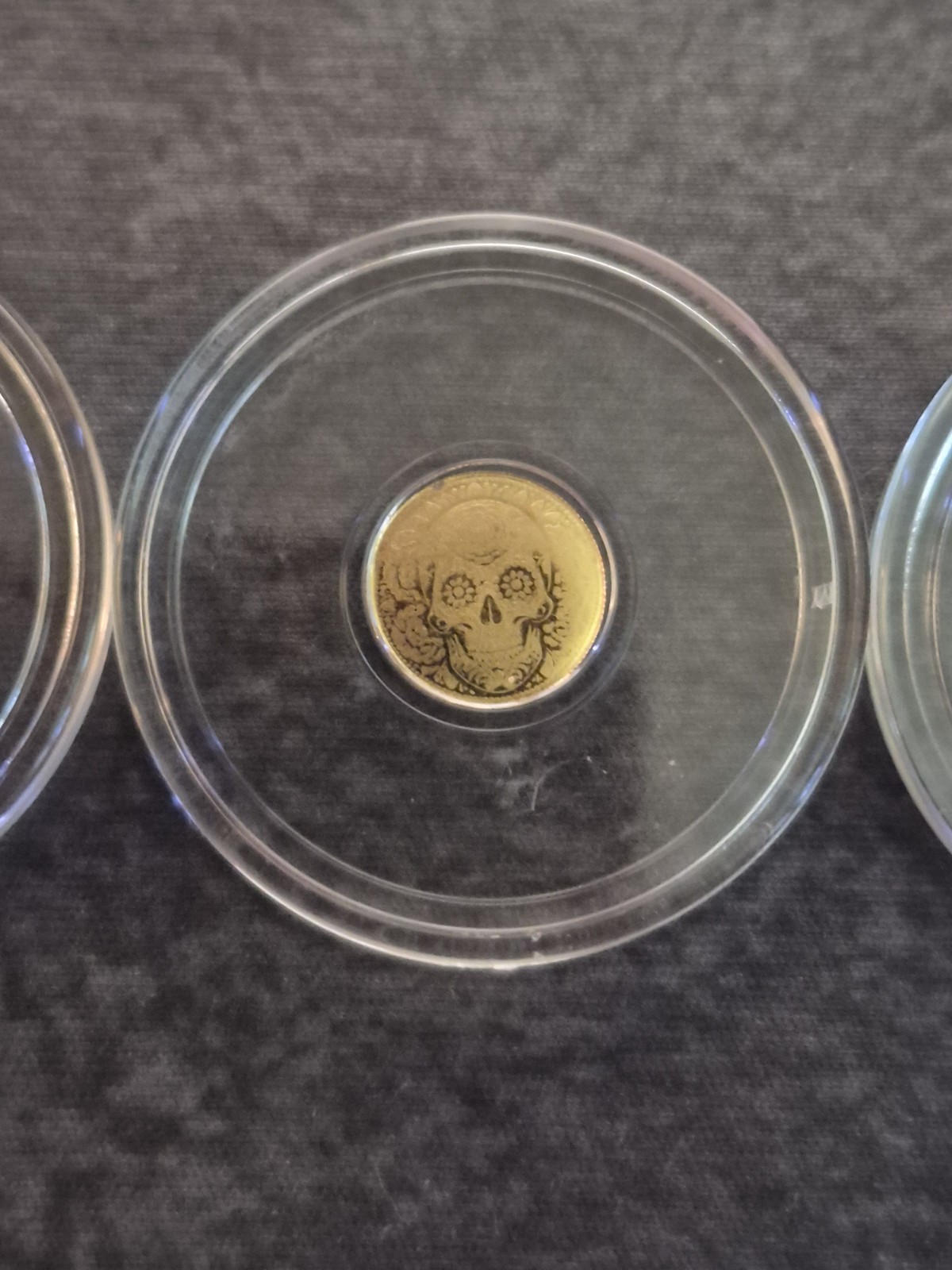 1/200 oz .999 fine gold round Monarch Precious Metals “Día de los Muertos” x3