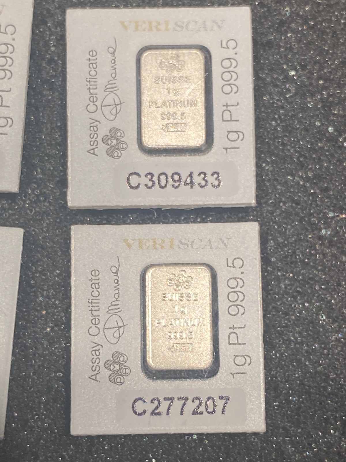 (6) 1g Platinum 999.5 PAMP Suisse SEALED certified bar