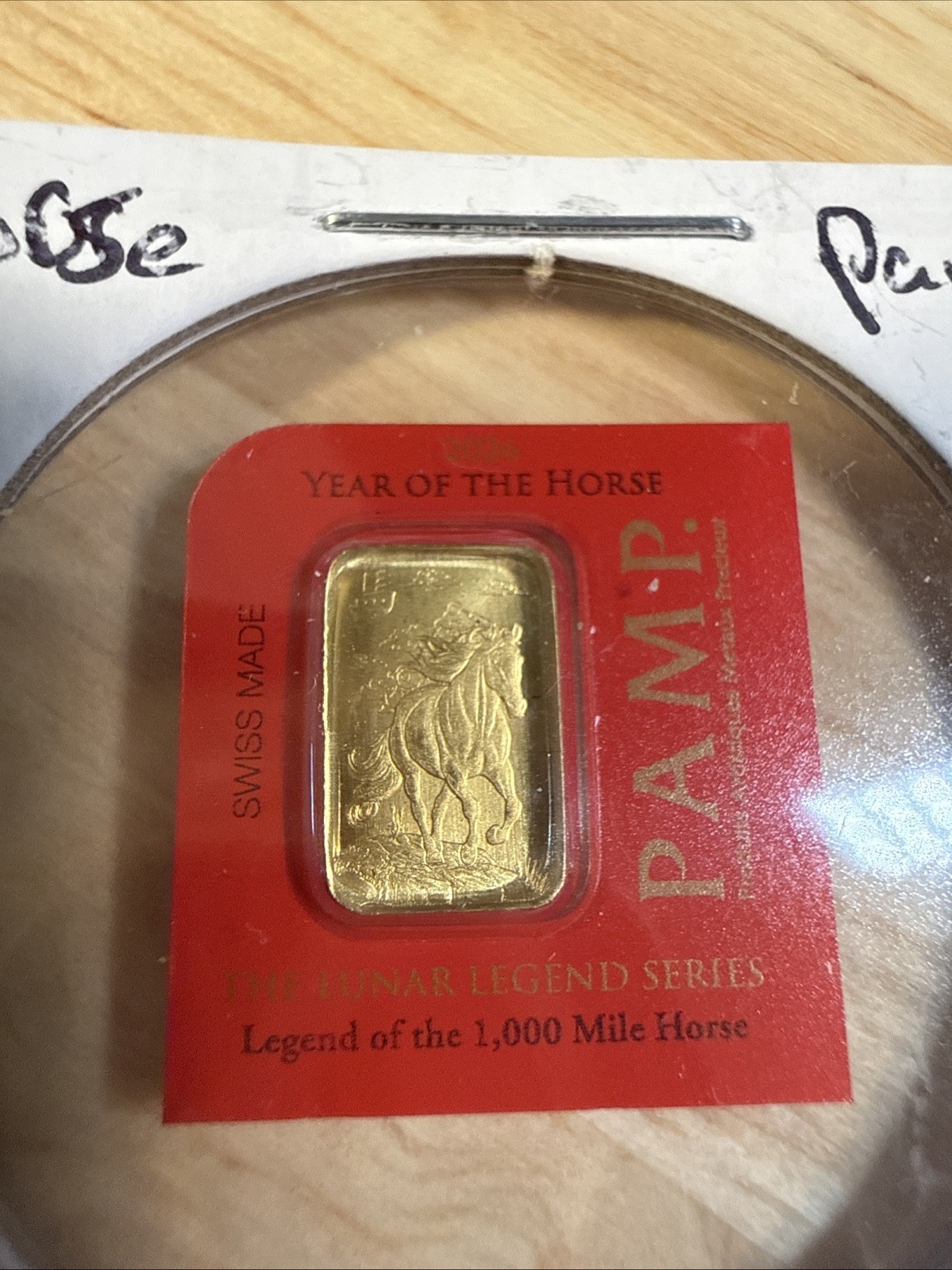 2026 1 Gram PAMP Suisse Lunar Legends Horse Multigram Gold Bar .9999 Au 1,000