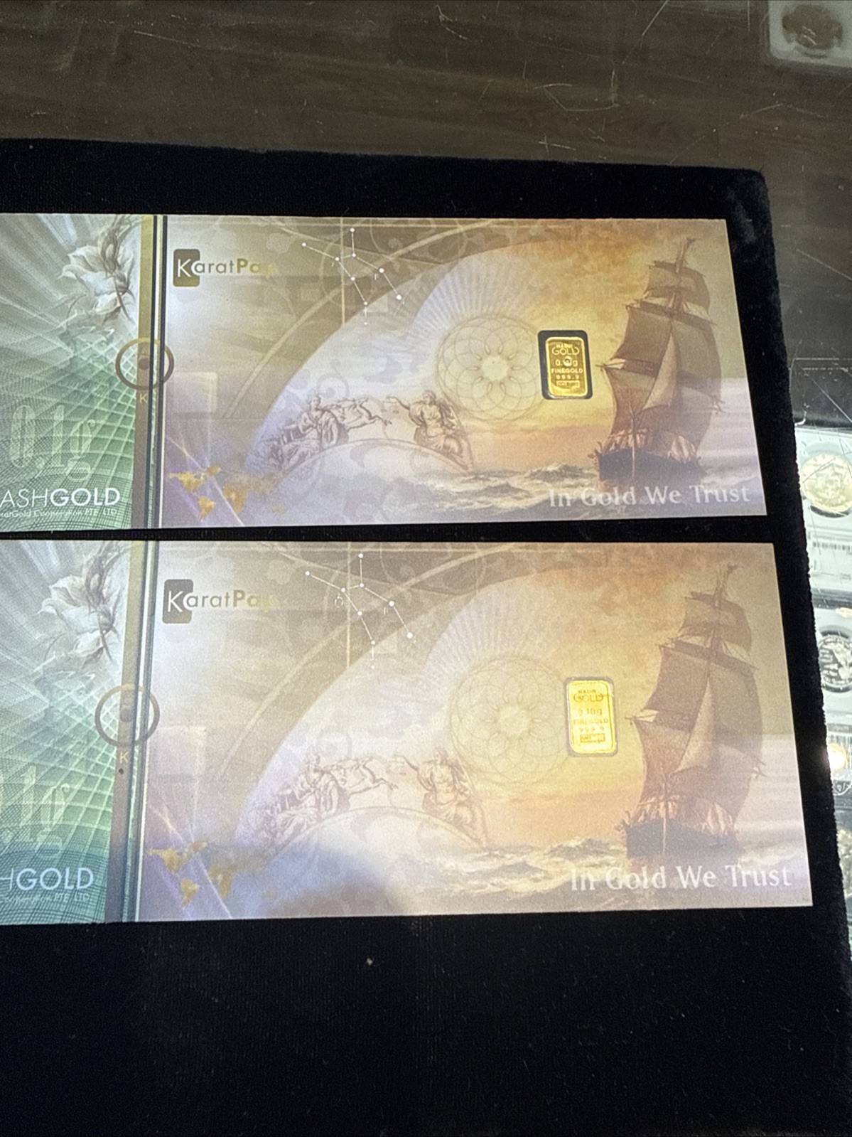 KARATBARS .1 GRAM .9999 FINE 24K GOLD BARS KARATPAY 1/10G SET OF 2